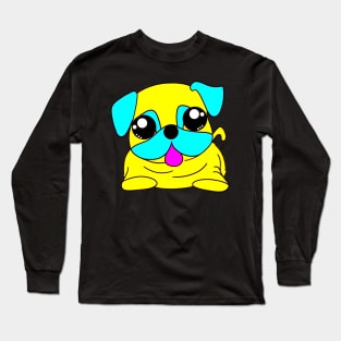 Funny, cute blue and yellow baby Frenchie dog cartoon. French bulldog puppy mom, dad. Gift ideas for Frenchie lovers. Long Sleeve T-Shirt